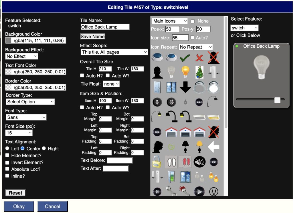 Customize HousePanel using the Tile Editor